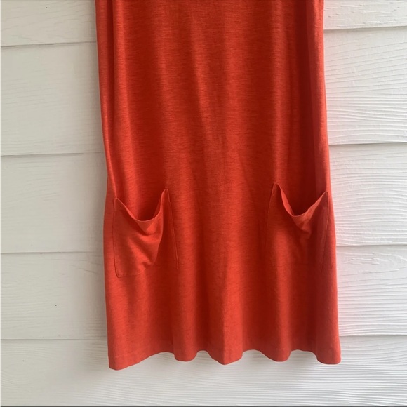Eileen Fisher Organic Hemp Cotton Blend Shift Dress size Small Orange Cowl Neck - Picture 5 of 11